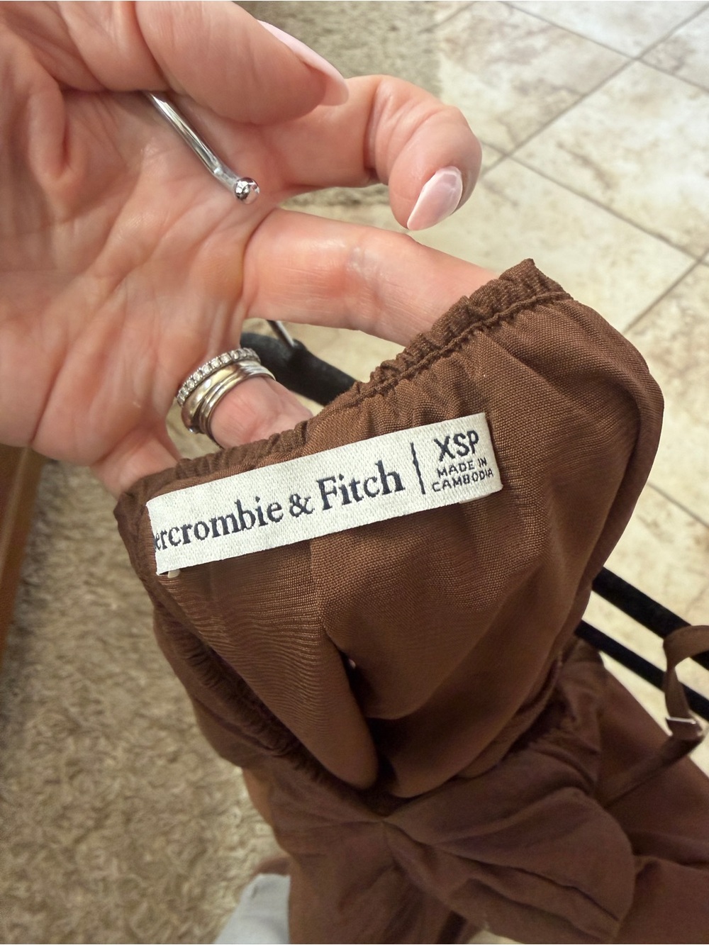 Abercrombie & Fitch Brown Maxi Dress with Cream Palm Print - Picture 3 of 5